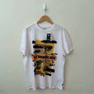 Guess T Shirt Mens XL White Crewneck Short Sleeves Vibes New